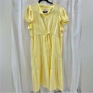 Victoria Dunn Yellow Cotton Flutter Dress Size Medium